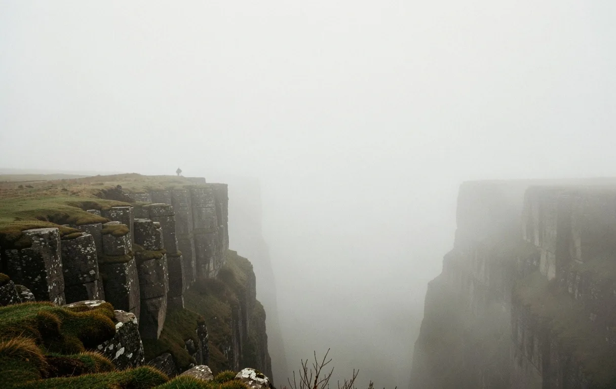 Misty limestone peaks near Sheffield